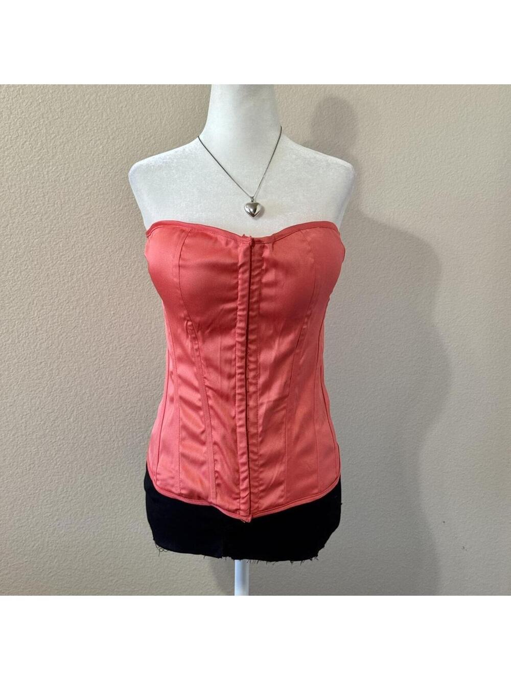 ੈ✩‧₊˚y2k deadstock charlotte russe coral pink lace up corset top